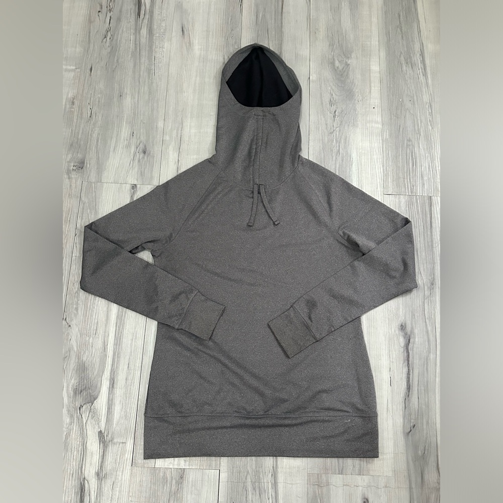 OLD NAVY Women’s Size M‎ Pullover HOODIE w/ HIGH NECK & THUMB HOLES Gray Stretch